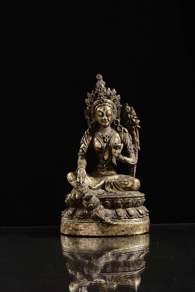 Divinità in Bronzo Dorato, Cina XX Secolo