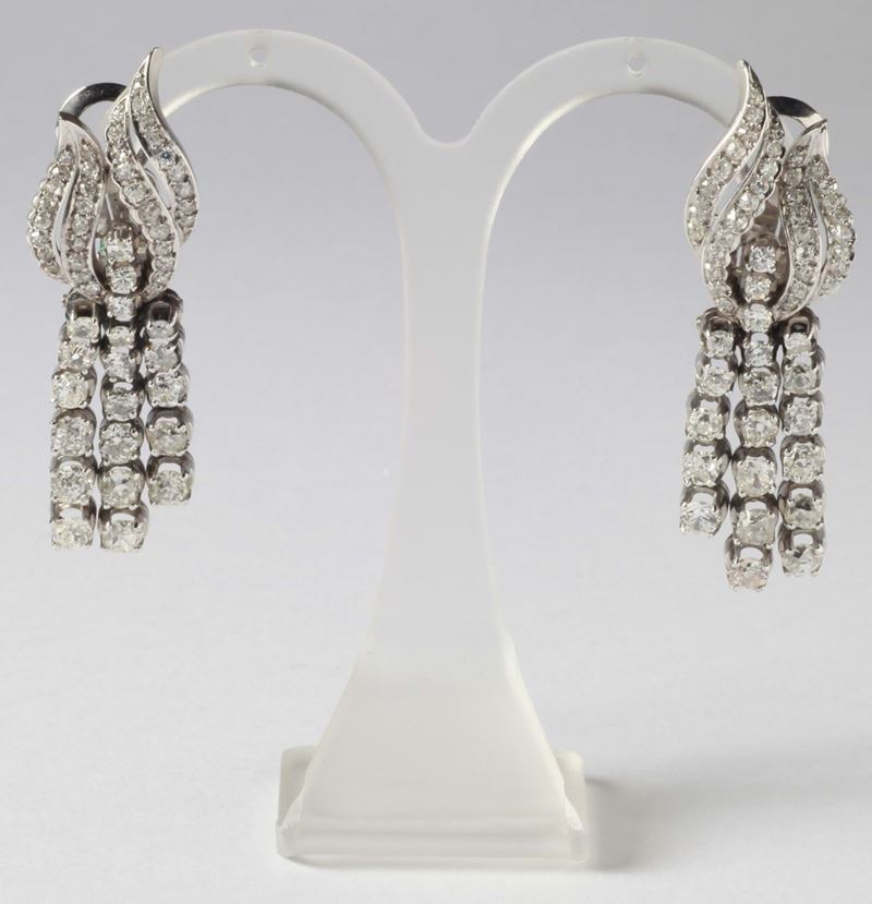 A pair of old-cut diamonds pendent earrings  - Auction Fine Jewels - I - Cambi Casa d'Aste