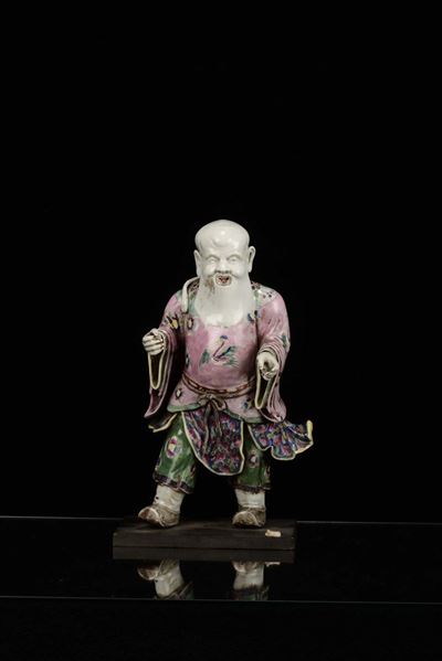 Figura Maschile in Porcellana Policroma, Cina