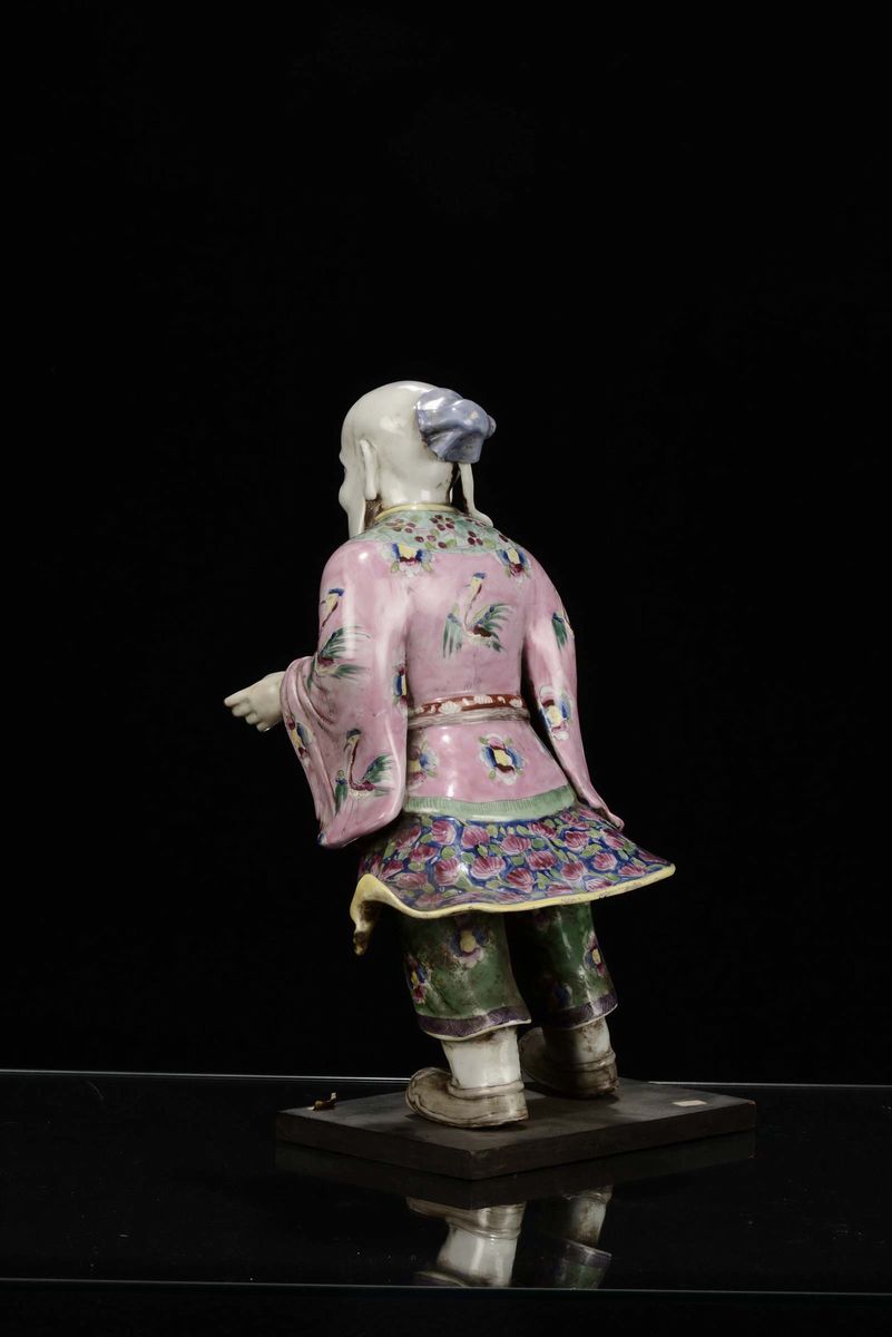 Figura Maschile in Porcellana Policroma, Cina