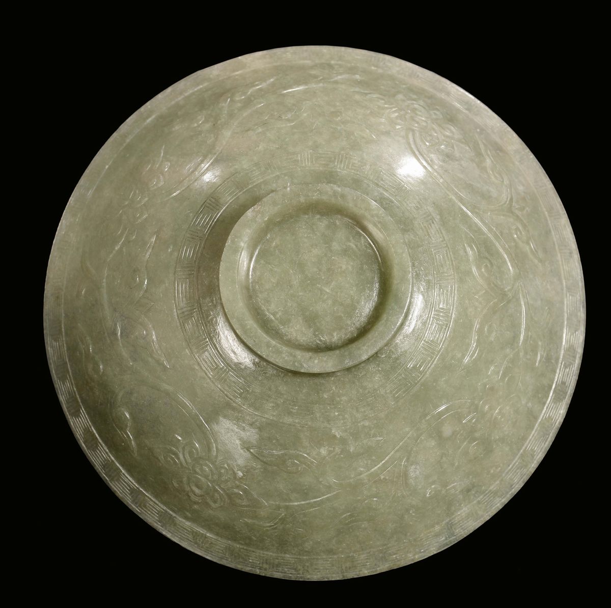 Coppia di Ciotole in Giada Verde Celadon, Cina, Dinastia Qing, Periodo Qianlong (1736-1795)