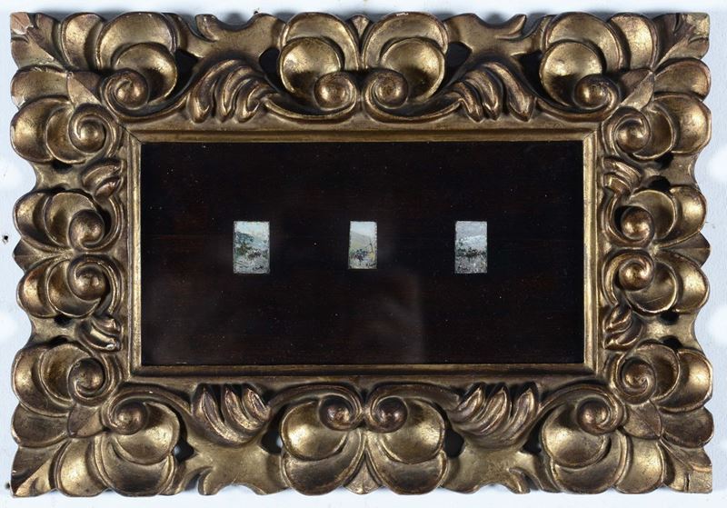 Raffaello Sorbi (Firenze 1844 - 1931) Tre miniature raffiguranti paesaggi  - Asta Antiquariato e Dipinti Antichi - Cambi Casa d'Aste