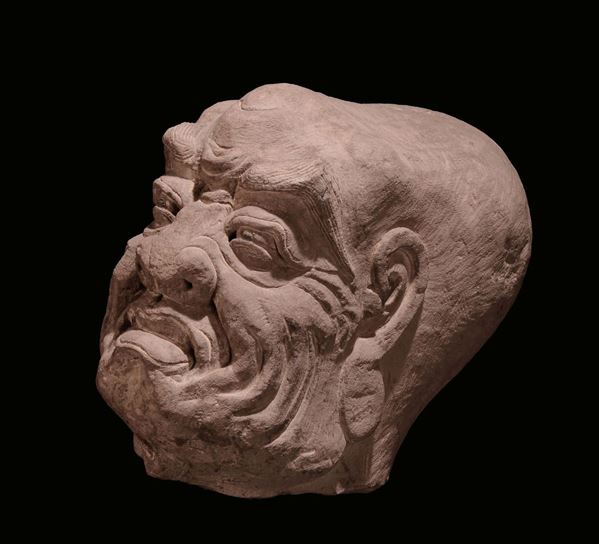 A stone head, China, probably Ming Dynasty