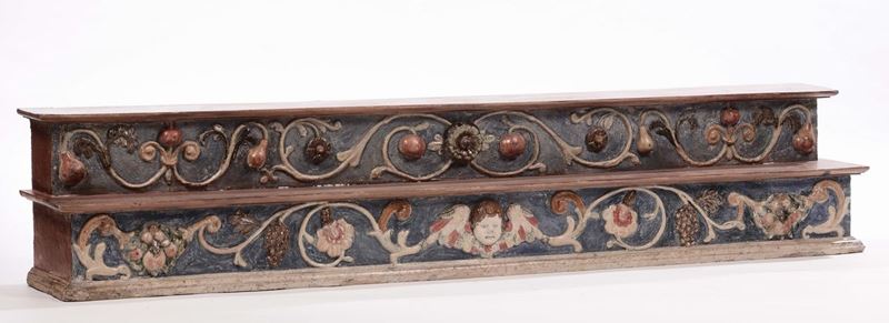 Mensola a doppio scalino in in legno policromo, XIX secolo  - Auction Antique and Old Masters - Cambi Casa d'Aste