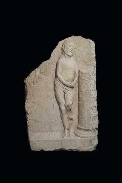 Altorilievo in Marmo Raffigurante “cristo alla Colonna”, Scultore Rinascimentale di Ambito Gagine...