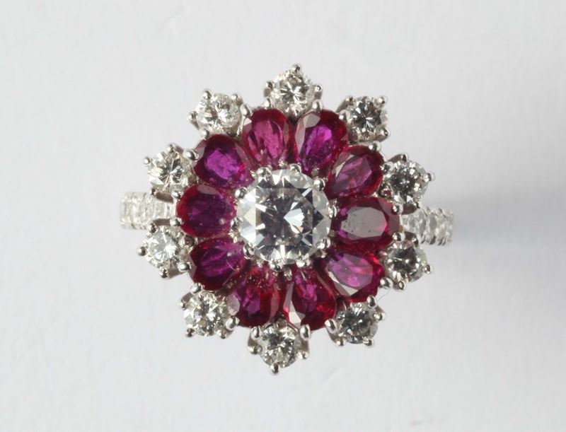 A ruby and diamonds ring  - Auction Silver, Watches, Antique and Contemporary Jewelry - Cambi Casa d'Aste