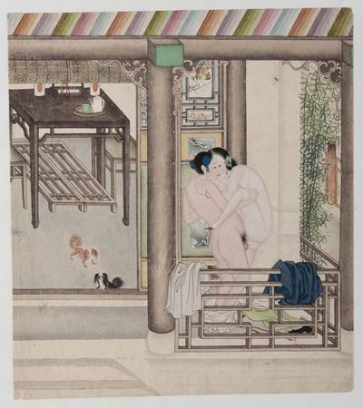 Anonimo, Dipinto su Carta con Scena Erotica, Cina, Dinastia Qing, Seconda Metà del XIX Secolo