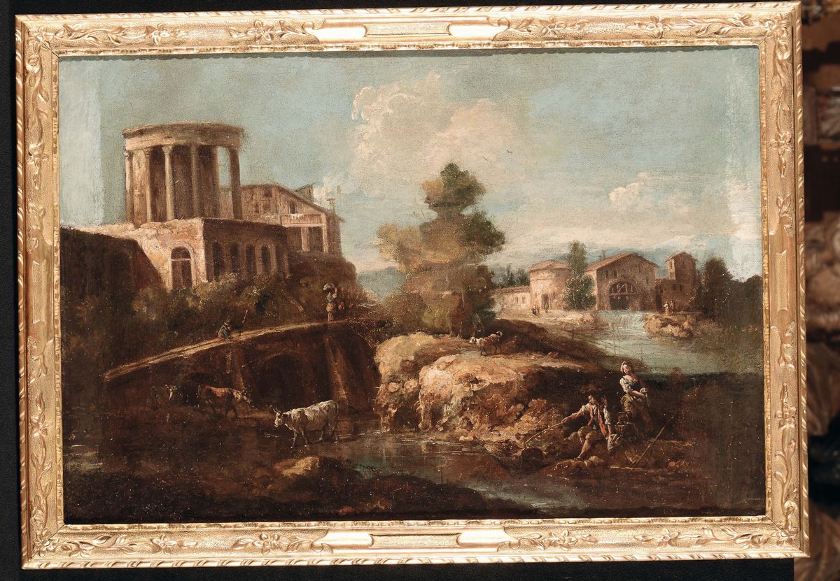 Giuseppe Zais (forno di Canale 1709 - Treviso 1784)paesaggi Veneti con Personaggi ed Armenti