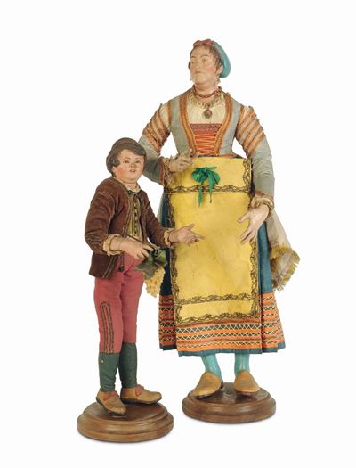 Giovane Contadino e Contadina con Copricapo Turchese, Napoli, XIX Secolo