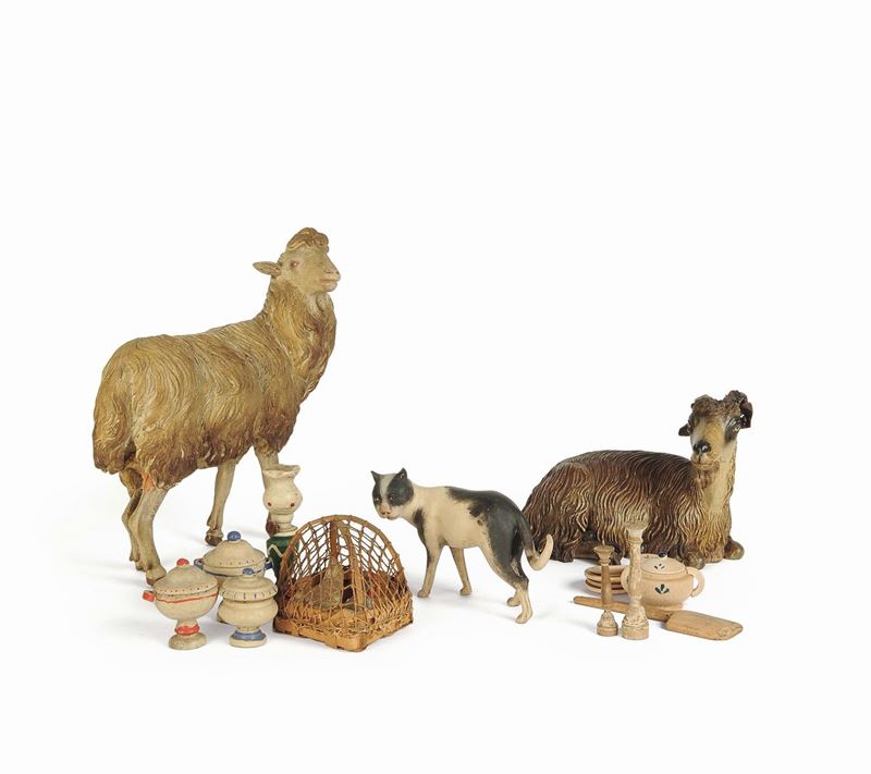 Gruppo di animali ed accessori, Napoli, XIX e XX secolo  - Auction An Important Collection of Sculptures of the Neapolitan Crib - I - Cambi Casa d'Aste