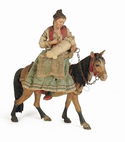 Giovane Contadina che Allatta, con Bambino e Cavallo, Napoli, Fine del XVIII/inizi del XIX Secolo