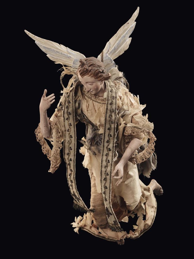 Angelo con veste gialla, Napoli XIX secolo  - Auction Sculptures of the Genoese and Neapolitan Crib - I - Cambi Casa d'Aste