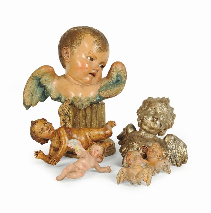 Gruppo di cherubini e angeli, Napoli, XIX/XX secolo  - Auction An Important Collection of Sculptures of the Neapolitan Crib - I - Cambi Casa d'Aste