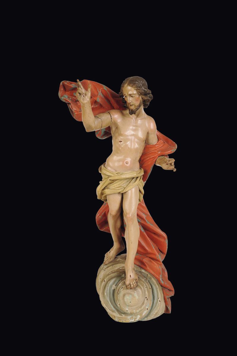 Scultura raffigurante Cristo Redentore, Napoli, inizi del XIX secolo  - Auction An Important Collection of Sculptures of the Neapolitan Crib - I - Cambi Casa d'Aste