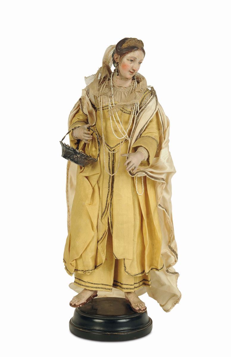 Gentildonna georgiana con tiara, Napoli, fine del XVIII secolo  - Auction An Important Collection of Sculptures of the Neapolitan Crib - I - Cambi Casa d'Aste