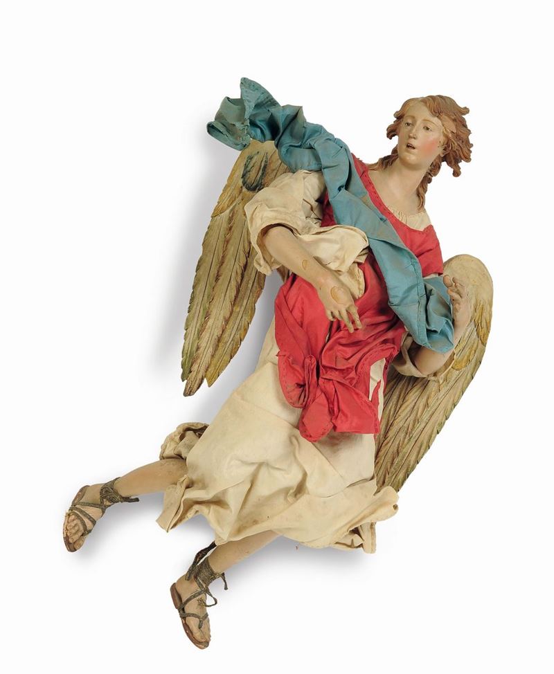 Angelo con veste avorio, Napoli, fine del XVIII secolo  - Auction An Important Collection of Sculptures of the Neapolitan Crib - I - Cambi Casa d'Aste