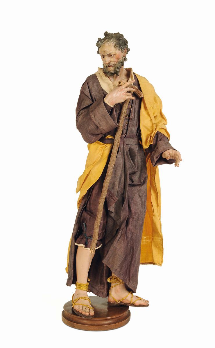 San Giuseppe, Napoli, fine del XVIII secolo  - Asta Un'Importante Raccolta di Sculture del Presepe Napoletano - I - Cambi Casa d'Aste