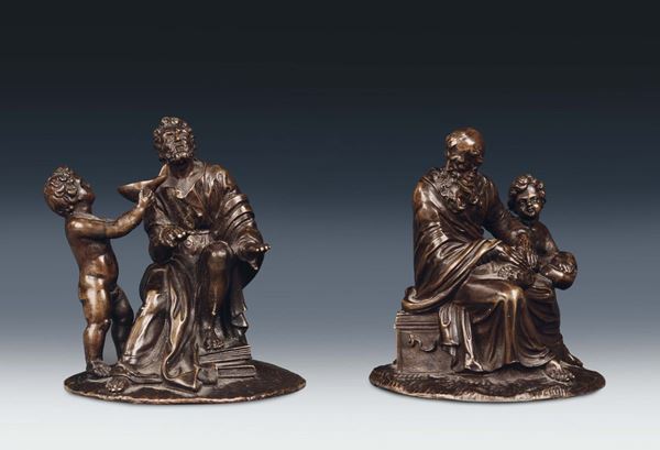 Two groups representing molten and chiselled bronze classical figures, Venetian art, 16th -17th centu [..]