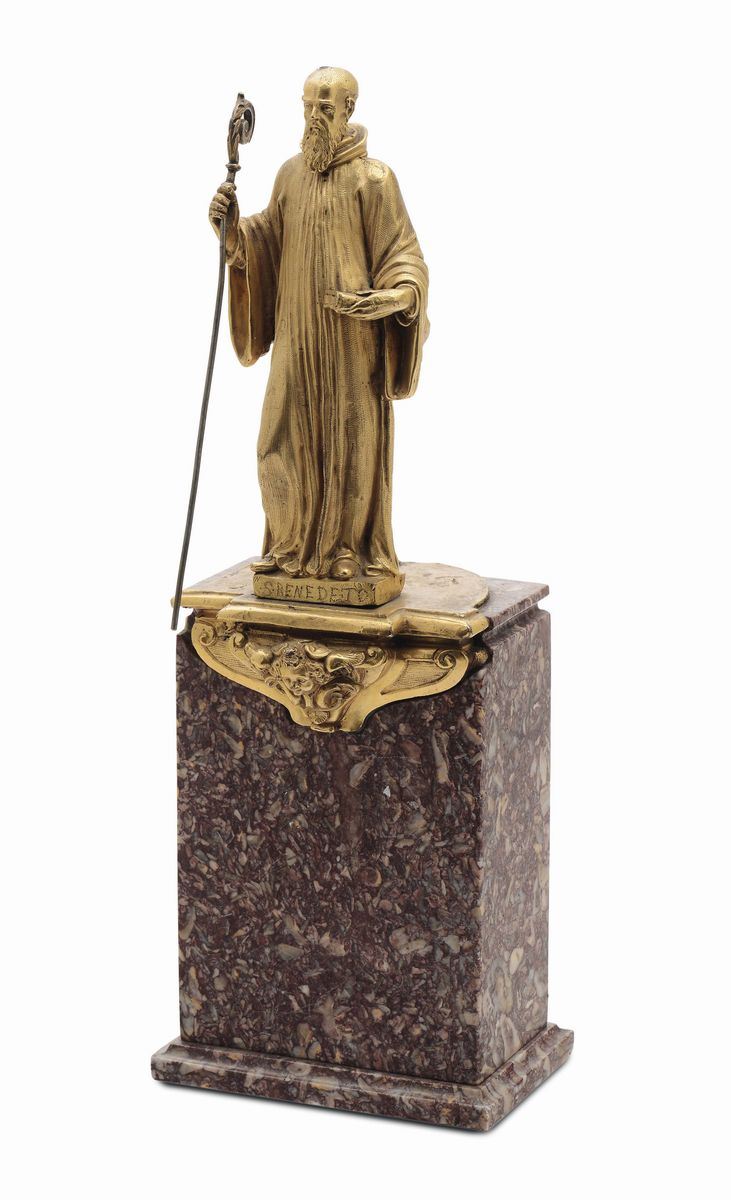 Bronzista del XVIII secolo San Benedetto  - Auction Fine Arts from refined private house - Cambi Casa d'Aste