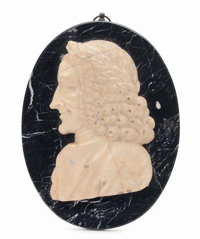 Placca in Marmo Ovale con Profilo di Lorenzo De Medici, XIX Secolo