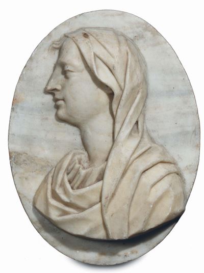 Ovale in Marmo con Profilo Femminile, Scultore Italiano del XVIII Secolo