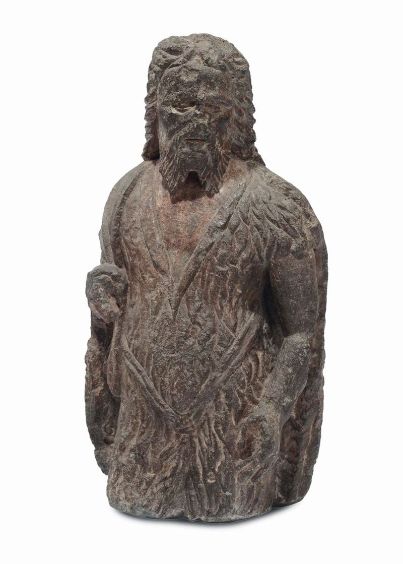 Busto in pietra di San Giovanni Battista, XX secolo  - Asta Antiquariato, Affidamenti da raffinate dimore private - Cambi Casa d'Aste