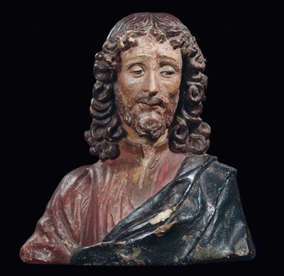 Busto in Stucco Policromo Raffigurante Cristo Redentore, Andrea di Pietro di Marco Ferrucci (1465...