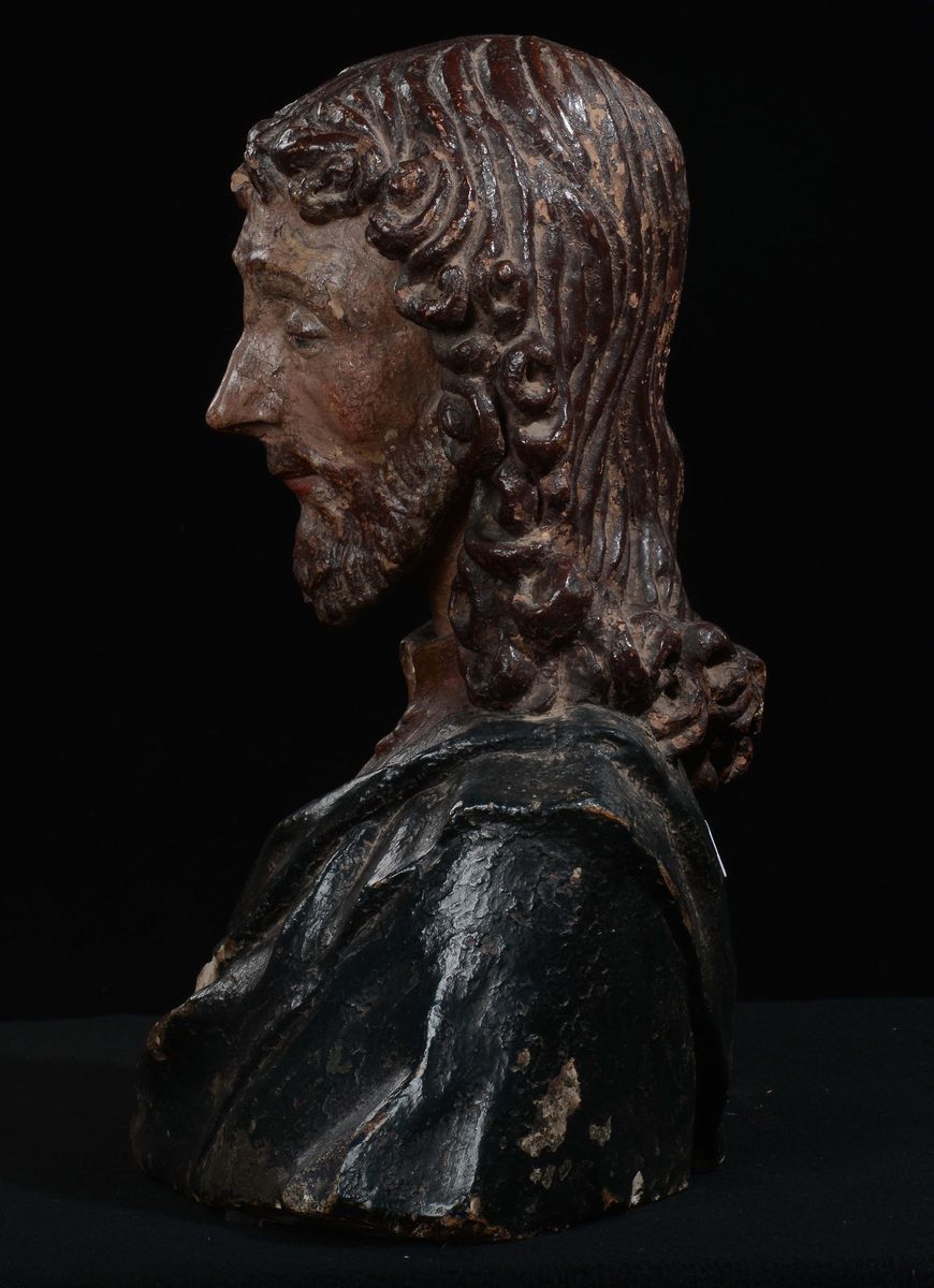 Busto in Stucco Policromo Raffigurante Cristo Redentore, Andrea di Pietro di Marco Ferrucci (1465...