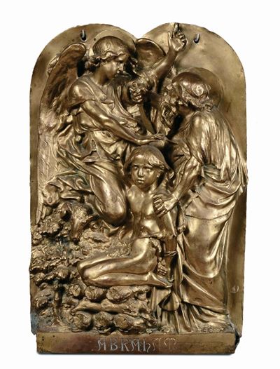 Rilievo in Bronzo Dorato Raffigurante Sacrificio di Isacco, Francia XX Secolo