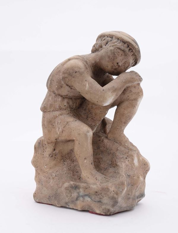 A marble sculpture representing a young man sleeping (Mercury?), Italian sculptor, 17th century