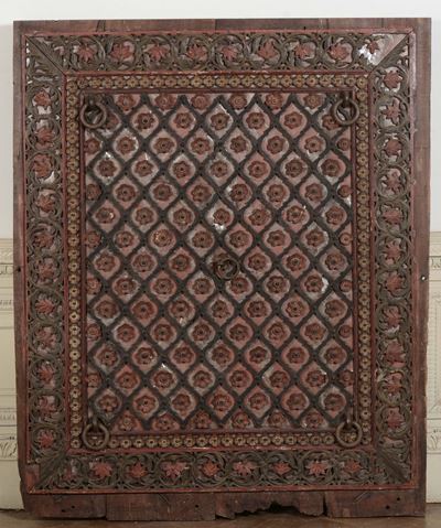 Pannello in Legno Intagliato Policromo in Arte Indiana