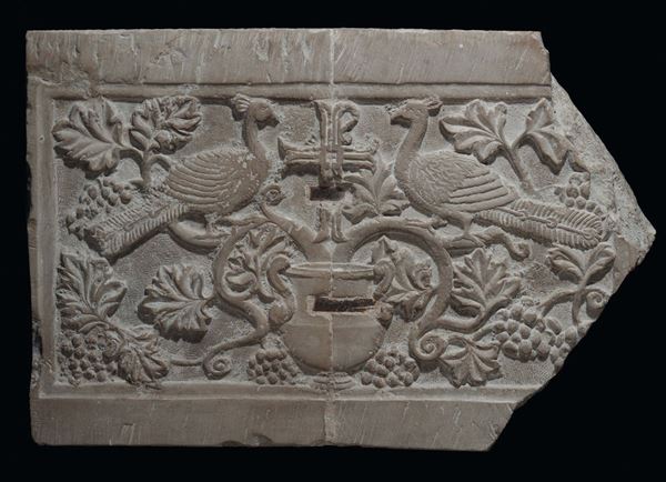 A marble slab carved with symbols, stone cutter of the 19th -20th century