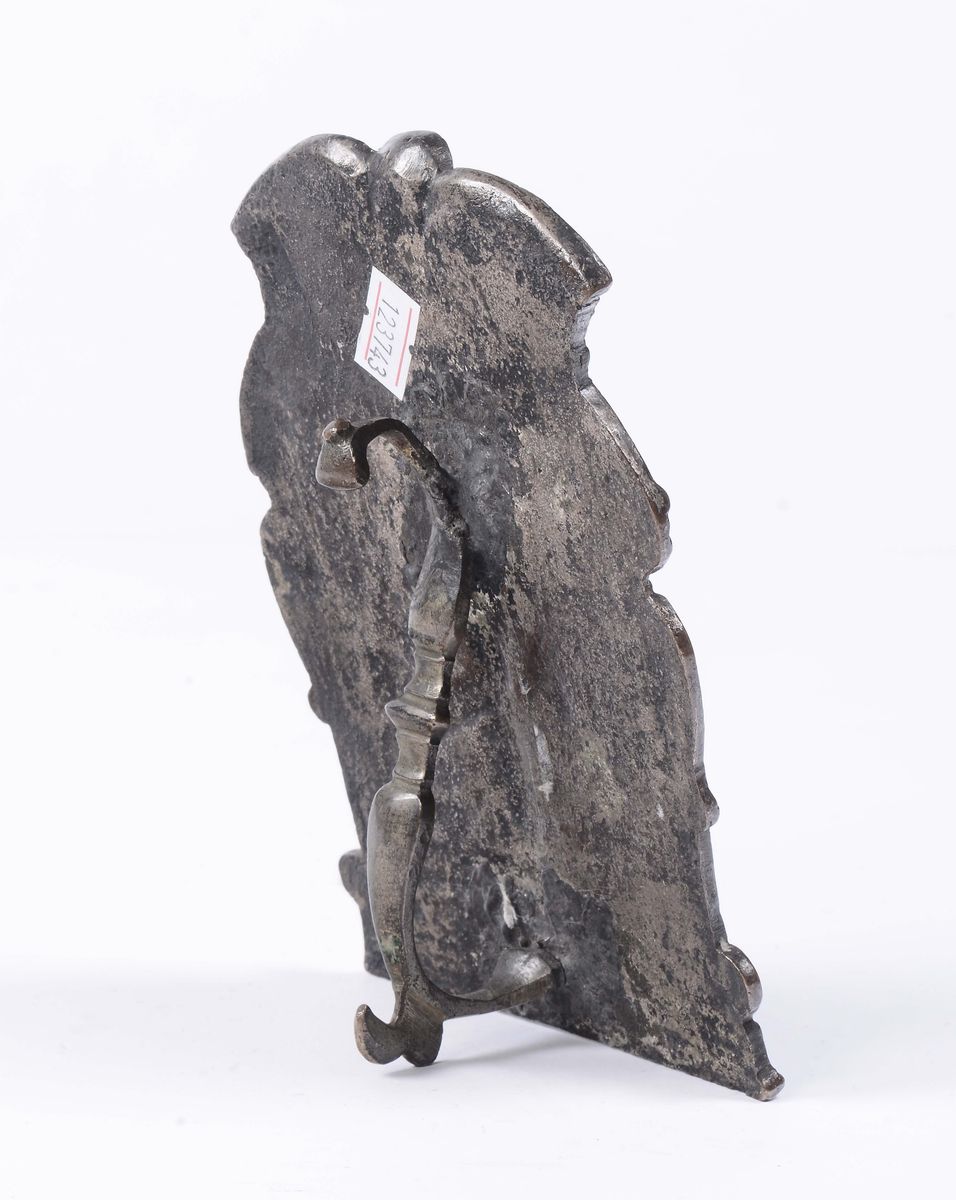 Pace in Bronzo Fuso, Cesellato e Argentato Raffigurante la Deposizione, Scuola Lombarda del XVII ...