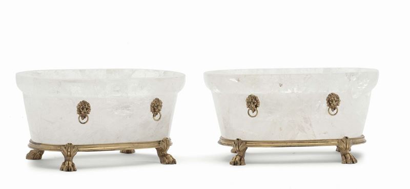 Coppia di vaschette in cristallo di rocca e bronzo dorato, XVIII secolo  - Auction Antique and Old Masters - Cambi Casa d'Aste