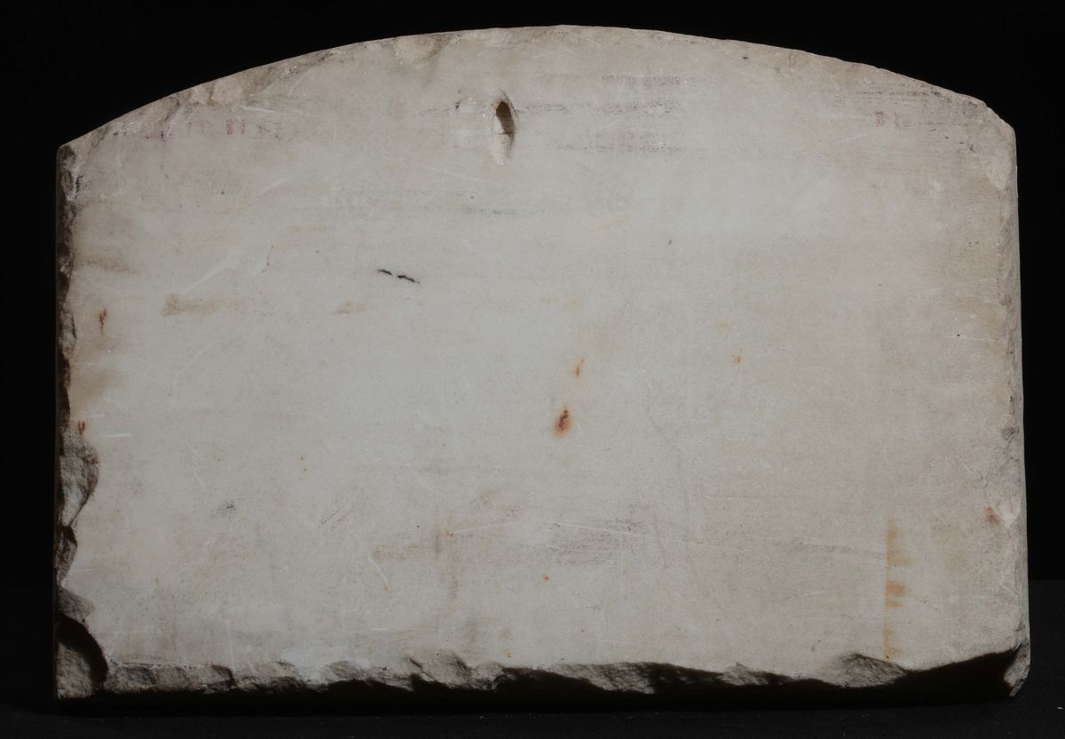 Lunetta in Marmo Bianco Raffigurante Scena Allegorica, Scultore del XIX Secolo