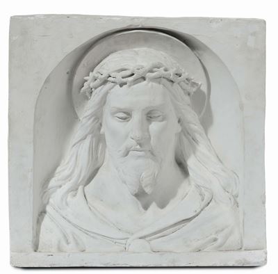 Formella in Gesso Raffigurante Cristo con Corona di Spine, Leonori XX Secolo