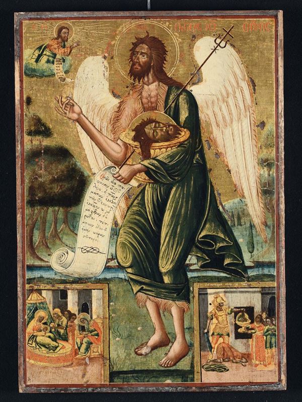 Antica icona veneto-cretese raffigurante Santo