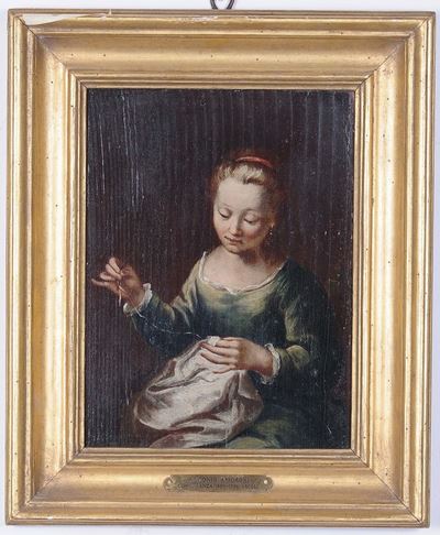 Antonio Amorosi (comunanza 1660 - 1738), Ambito Diragazza che Legge Ragazza che Cuce