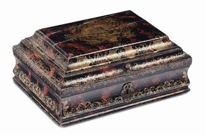 Scatola in Legno Laccato e Dorato, Francia o Germania XVIII Secolo