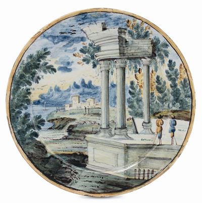 Piattino in Maiolica Policroma, Castelli XVIII Secolo