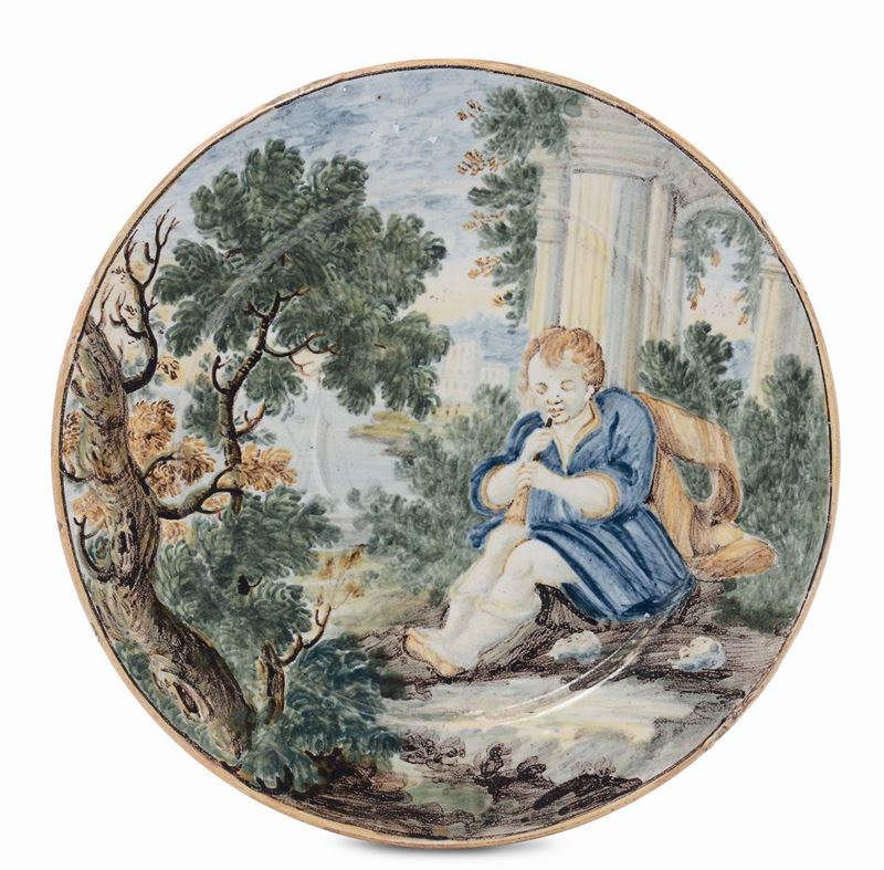 Piattino in maiolica policroma, Castelli XVIII secolo  - Auction Antique and Old Masters - Cambi Casa d'Aste