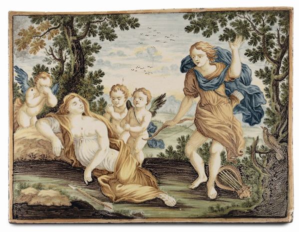 Mattonella di maiolica policroma, Castelli XVIII secolo