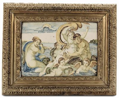 Coppia di Mattonelle in Maiolica, Castelli XVIII Secolo