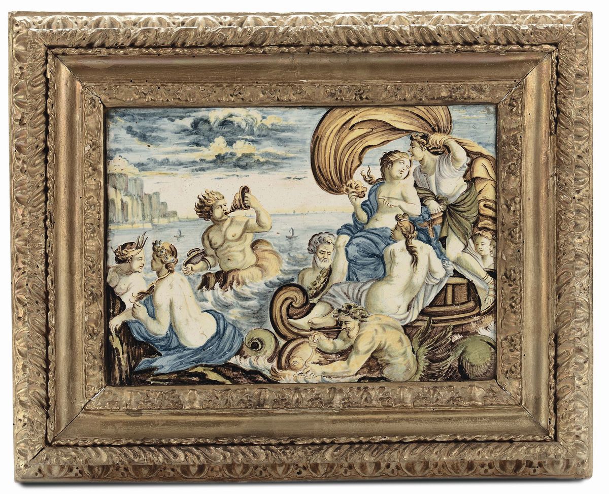 Coppia di Mattonelle in Maiolica, Castelli XVIII Secolo
