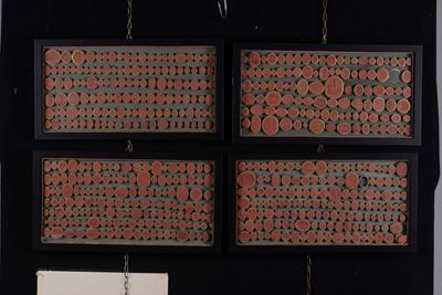 Quattro Teche Contenenti Calchi in Gesso di Antichi Cammei