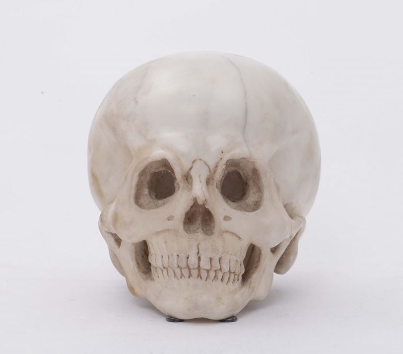 A marble “Memento mori” in the shape of a skull, stone cutter, 19th - 20th century  - Auction Fine Arts from refined private house - Cambi Casa d'Aste