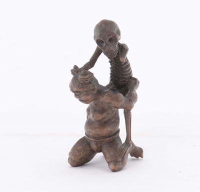 “memento Mori” in Bosso Intagliato, Arte Orientale (giappone?) del XIX Secolo