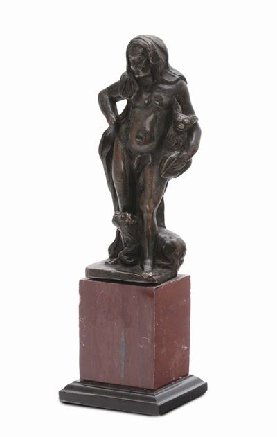 Figura Allegorica in Bronzo Fuso e Cesellato, Germania XVII Secolo