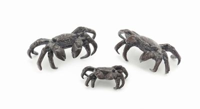 Tre Piccoli Granchi in Bronzo Fuso, XIX-XX Secolo