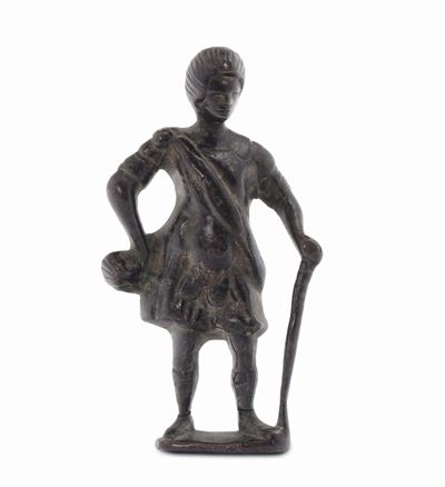 Figura di Guerriero in Bronzo Fuso e Cesellato, Germania XVII Secolo